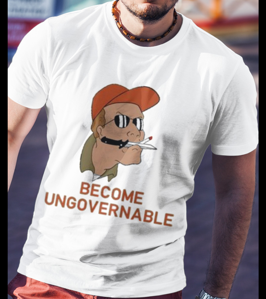 Become Ungovernable Rusty Shackleford Smoking Character With Sunglasses And Orange Hat T-Shirt