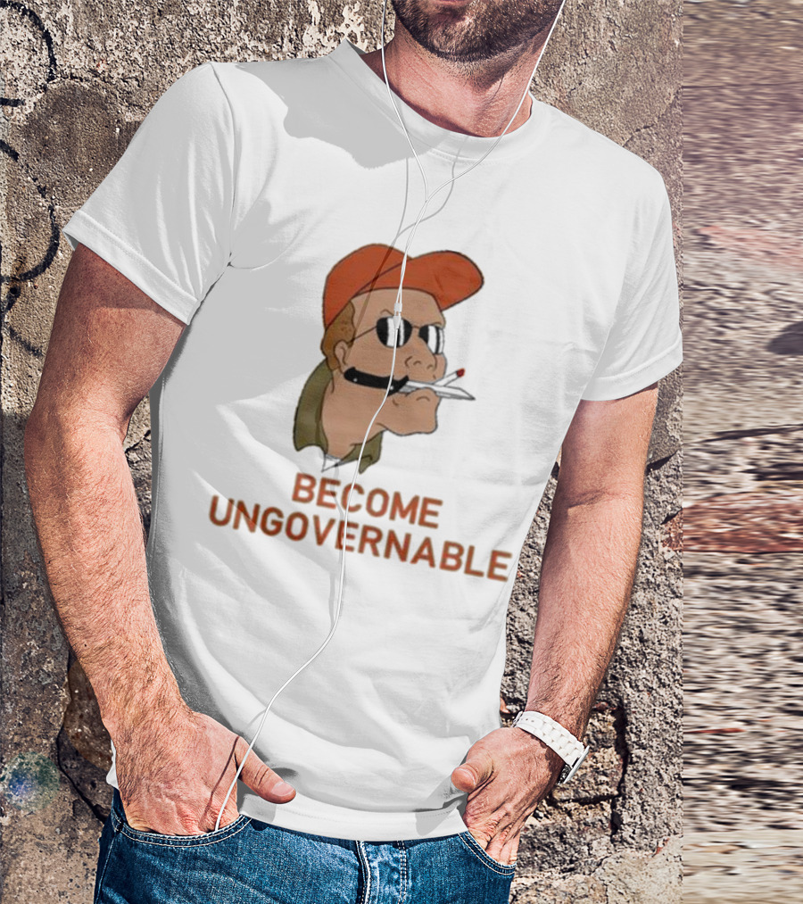 Become Ungovernable Rusty Shackleford Smoking Character With Sunglasses And Orange Hat T-Shirt