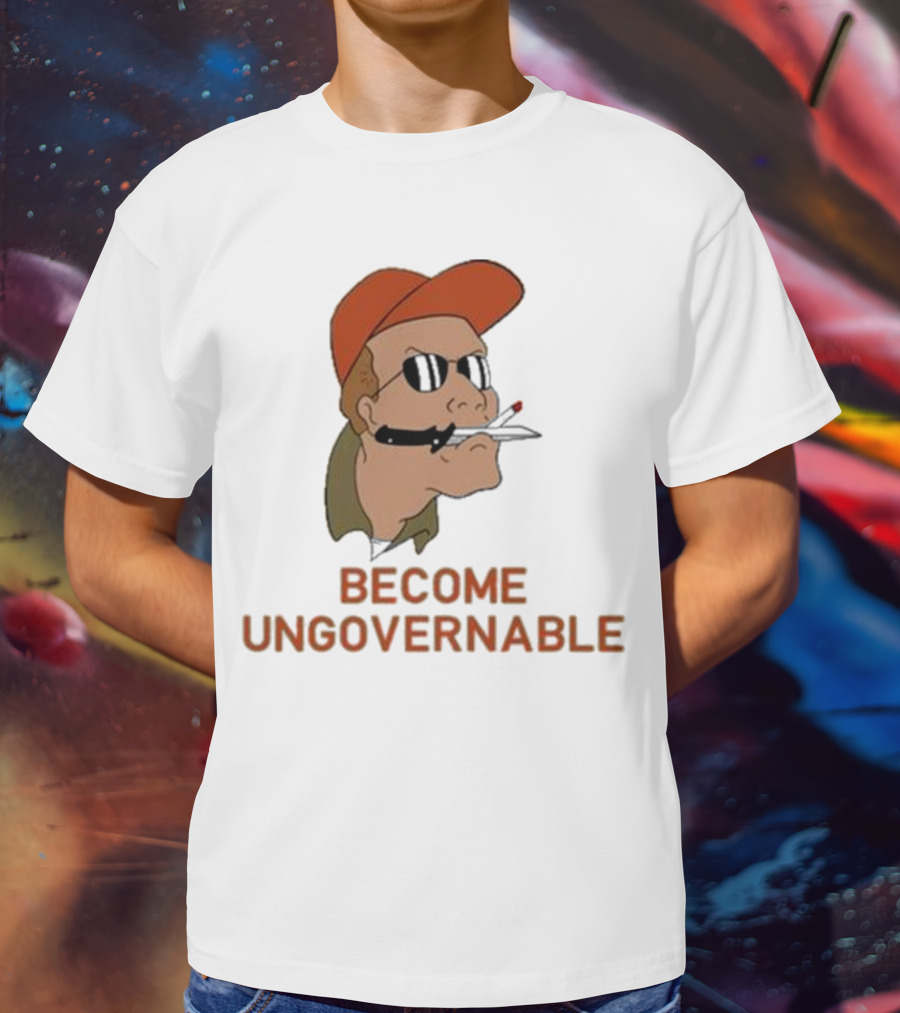 Become Ungovernable Rusty Shackleford Smoking Character With Sunglasses And Orange Hat T-Shirt