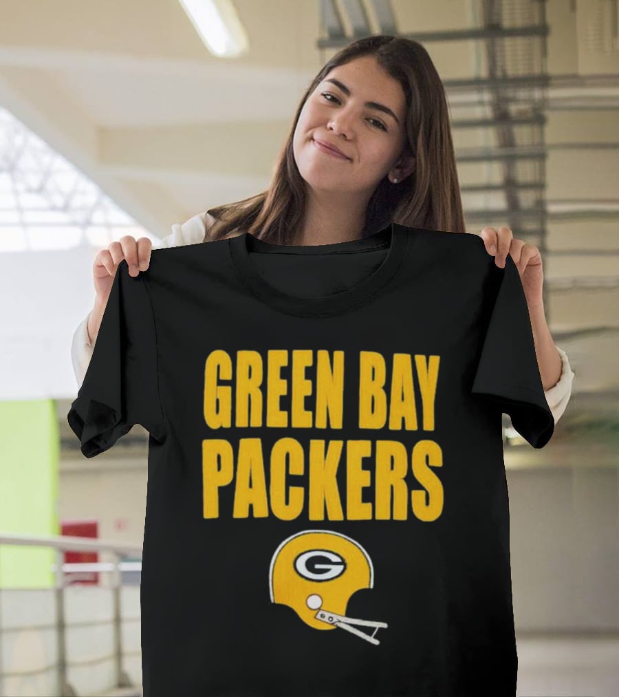 Green Bay Packers Helmet Logo And Text Football Fan Gear T-Shirt