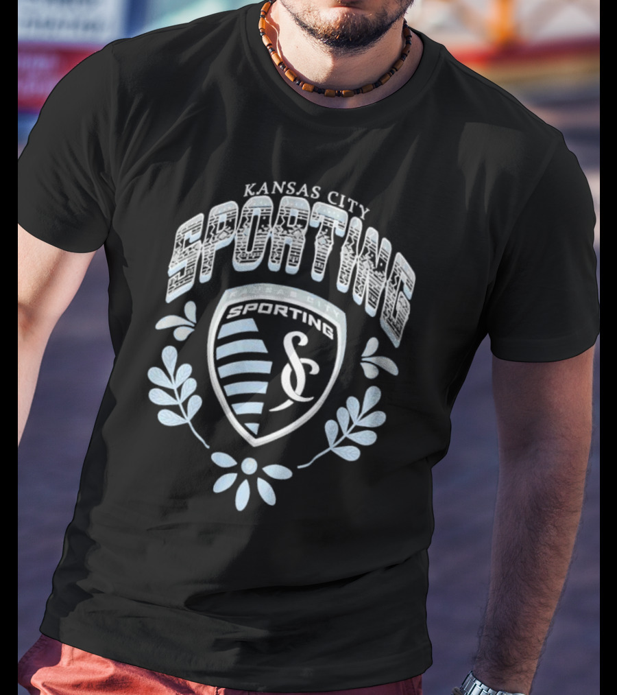 Kansas City Sporting KC Logo With Serape Pattern And Laurel Leaves T-Shirt