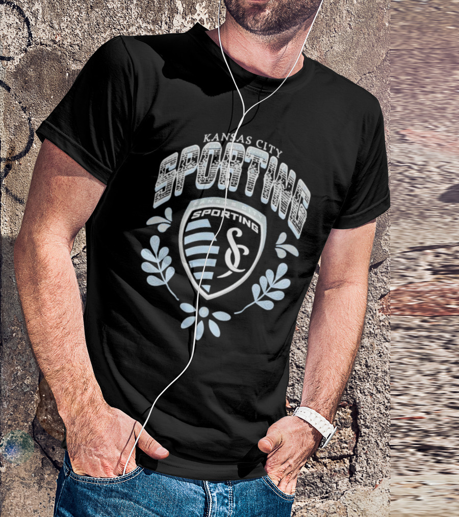 Kansas City Sporting KC Logo With Serape Pattern And Laurel Leaves T-Shirt
