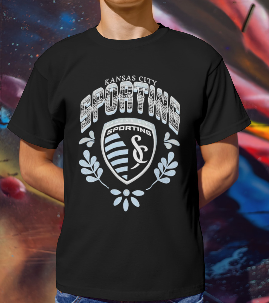 Kansas City Sporting KC Logo With Serape Pattern And Laurel Leaves T-Shirt