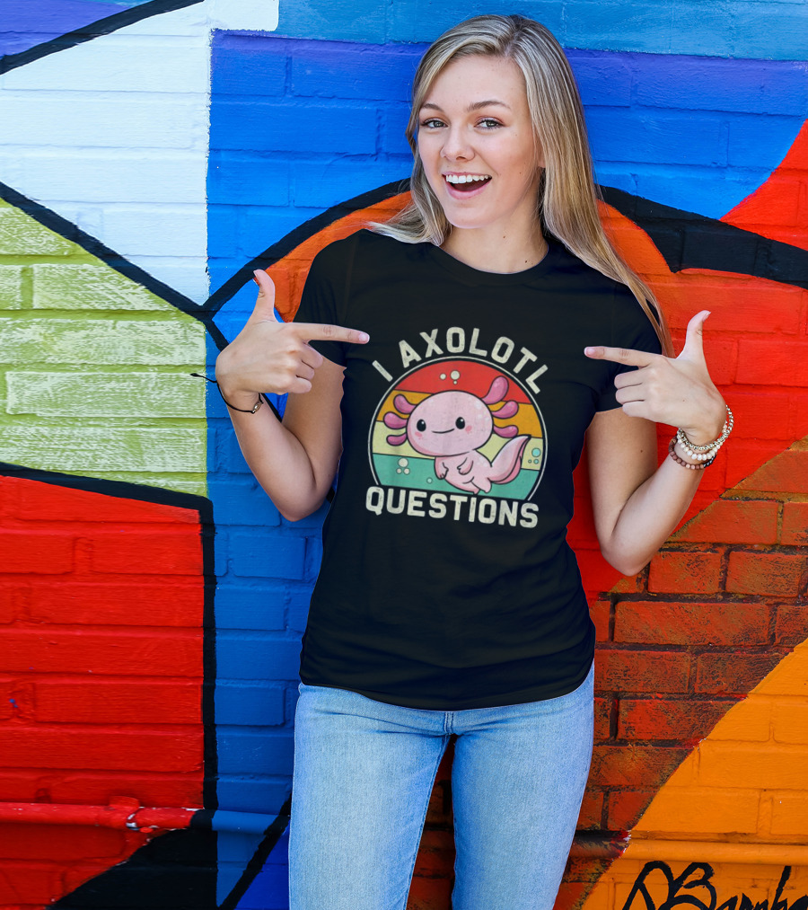 Vintage I Axolotl Questions Retro Rainbow Cute Axolotl T-Shirt