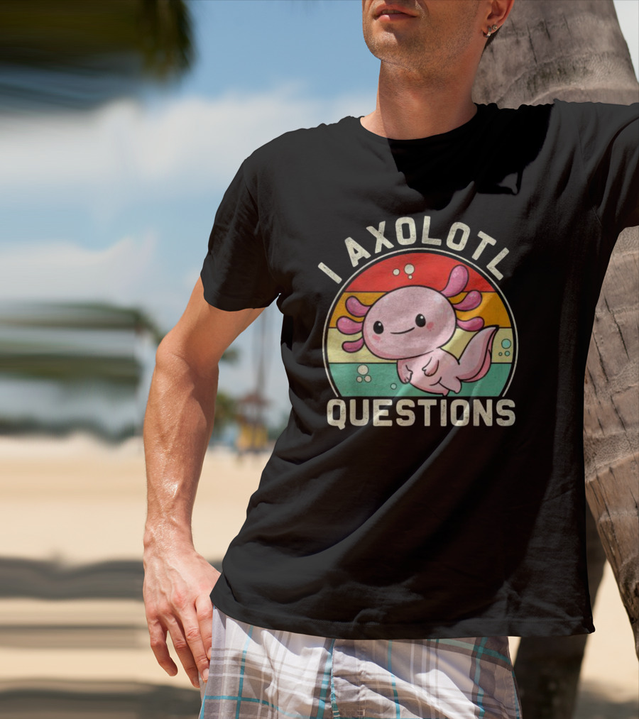 Vintage I Axolotl Questions Retro Rainbow Cute Axolotl T-Shirt