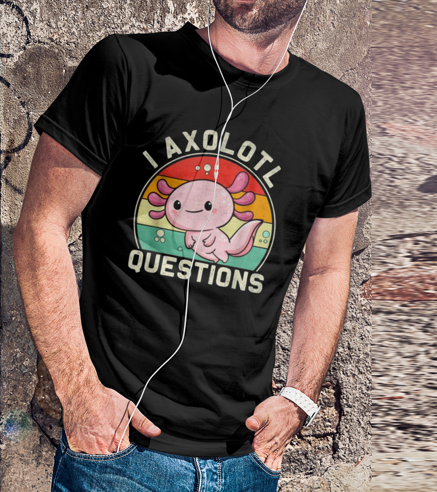 Vintage I Axolotl Questions Retro Rainbow Cute Axolotl T-Shirt
