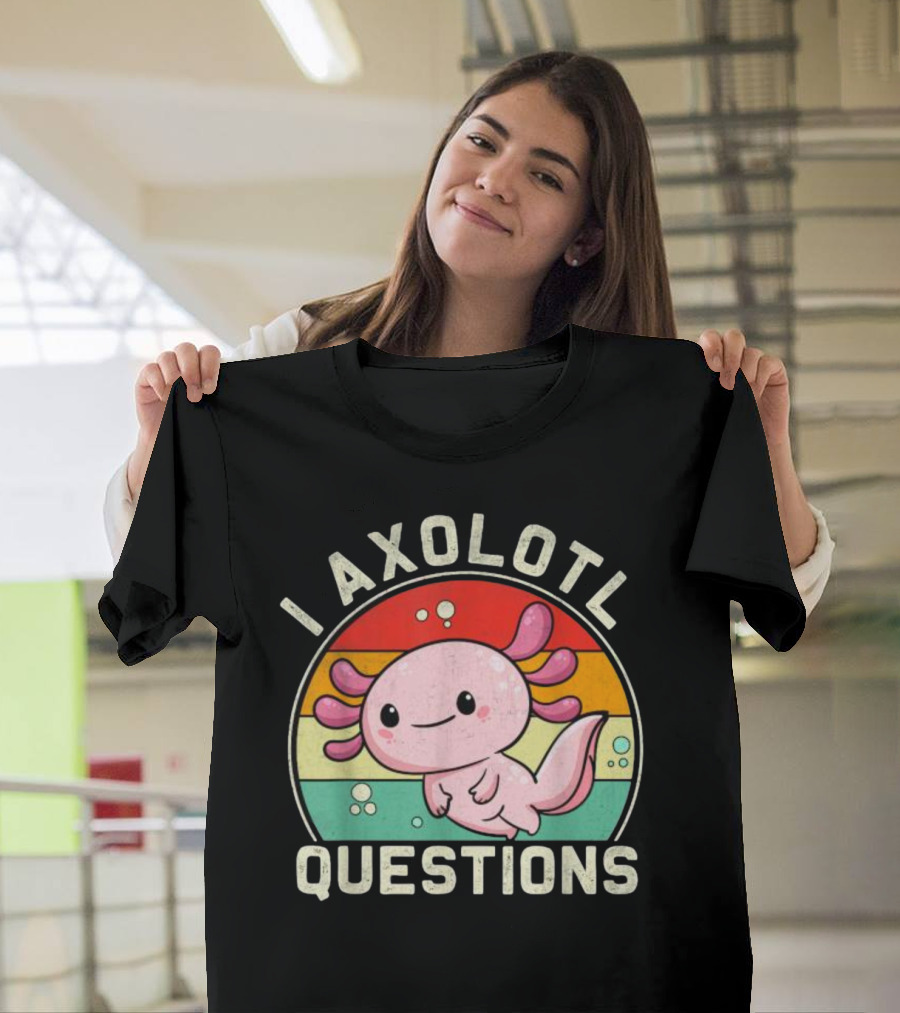 Vintage I Axolotl Questions Retro Rainbow Cute Axolotl T-Shirt
