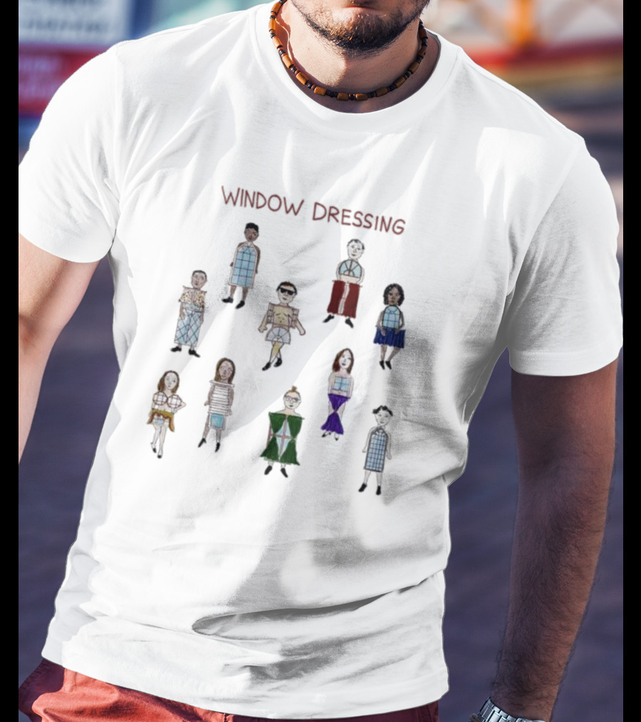 Window Dressing Fashion Display With Diverse Mannequin Characters T-Shirt