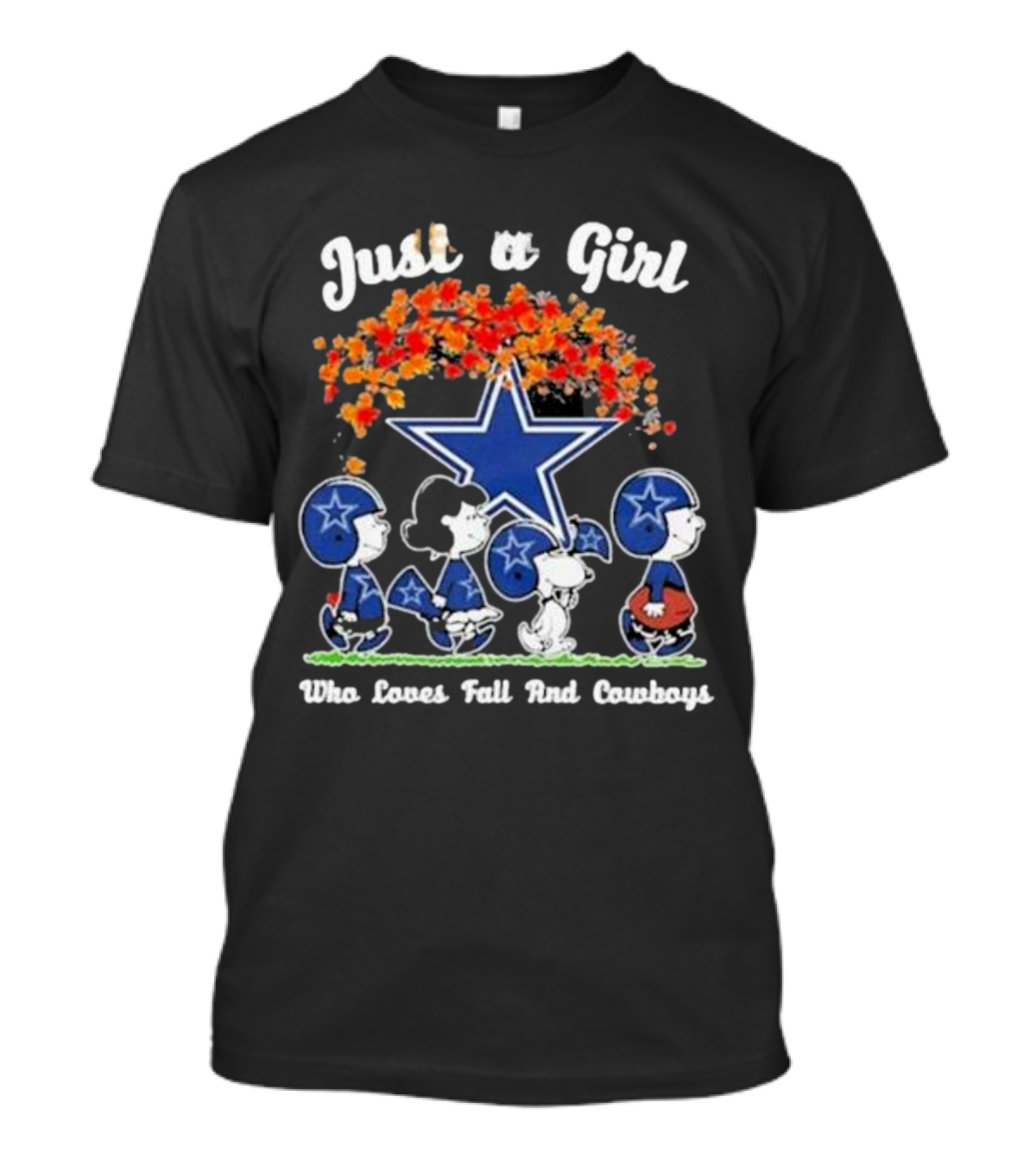 Just A Girl Who Loves Fall And Dallas Cowboys Peanuts Snoopy T-Shirt
