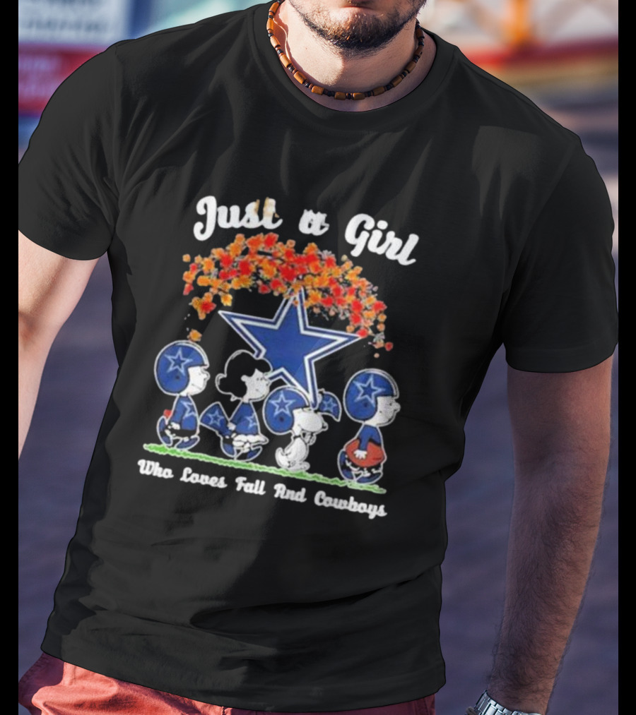 Just A Girl Who Loves Fall And Dallas Cowboys Peanuts Snoopy T-Shirt