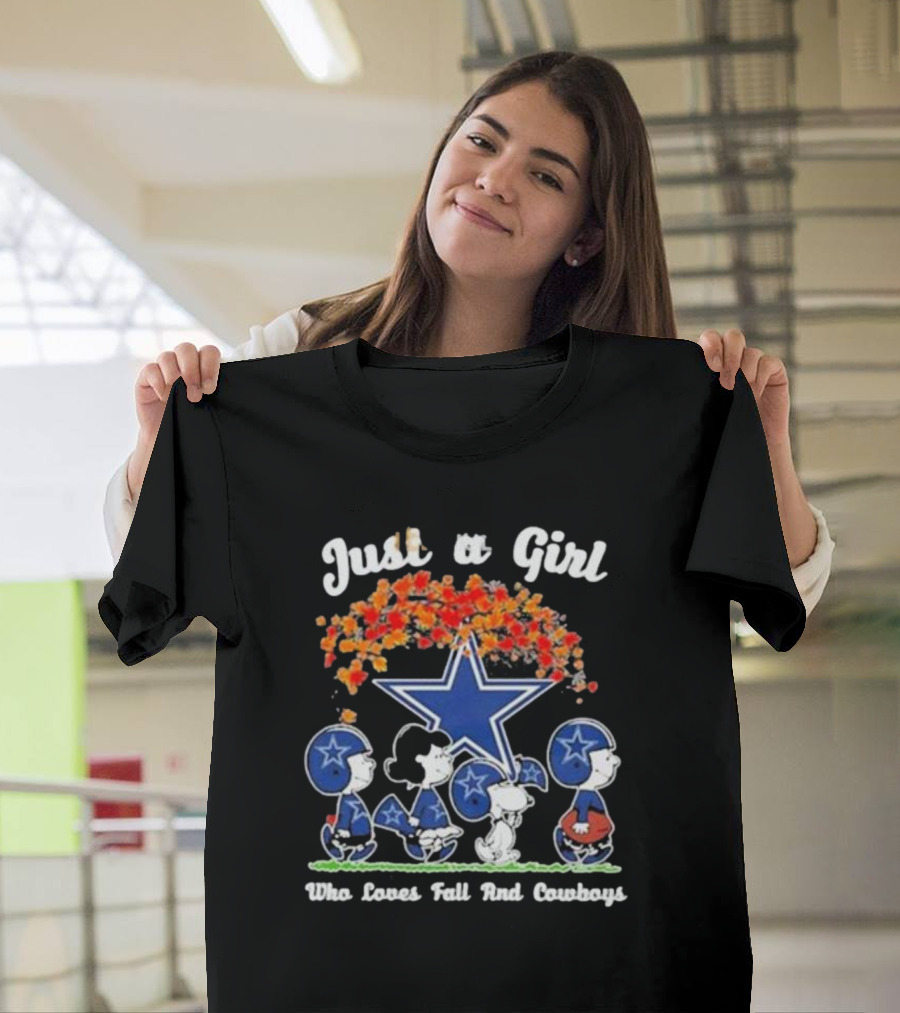 Just A Girl Who Loves Fall And Dallas Cowboys Peanuts Snoopy T-Shirt