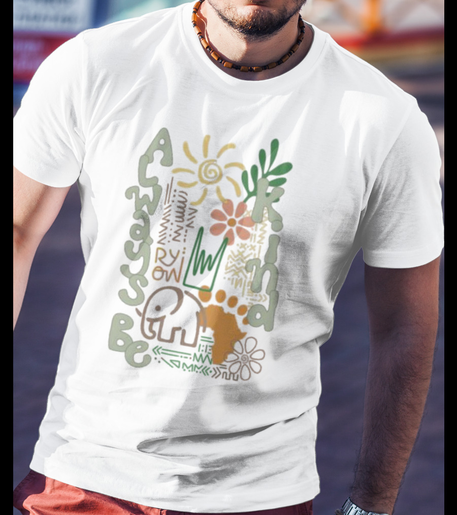 Always Be Kind Elephant Footprint Sun And Flowers T-Shirt