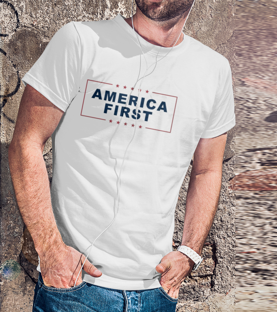 America First Patriotic Stars Red Blue T-Shirt