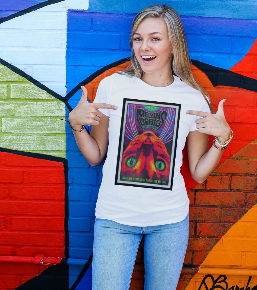 Melvins Boris Dr. Feelgood Aug 29 Belasco Theater LA CA Psychedelic Cat T-Shirt