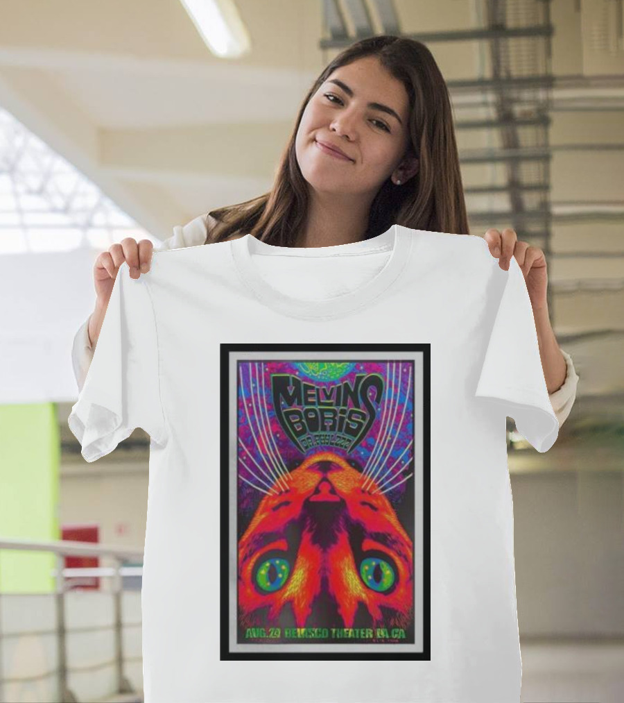 Melvins Boris Dr. Feelgood Aug 29 Belasco Theater LA CA Psychedelic Cat T-Shirt