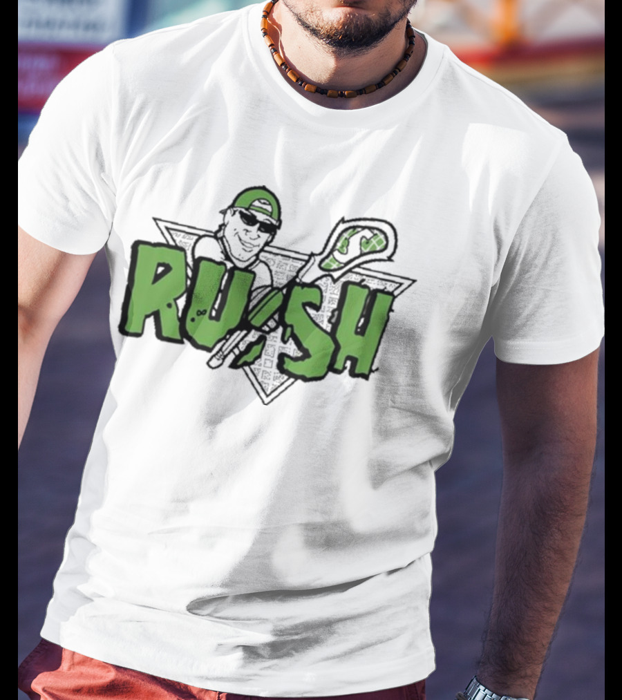 RUSH Lacrosse Player Logo Green And Black T-Shirt