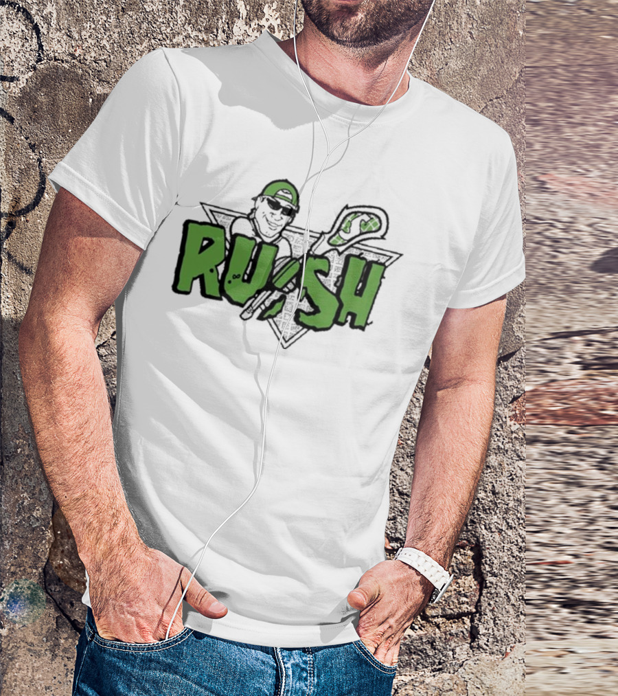 RUSH Lacrosse Player Logo Green And Black T-Shirt