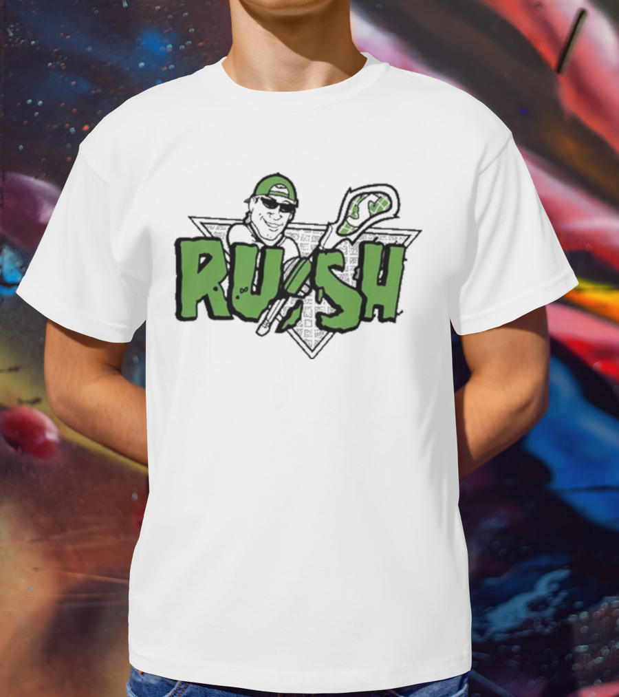 RUSH Lacrosse Player Logo Green And Black T-Shirt