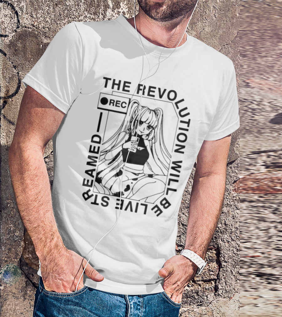 The Revolution Will Be Live Streamed Anime Girl REC T-Shirt