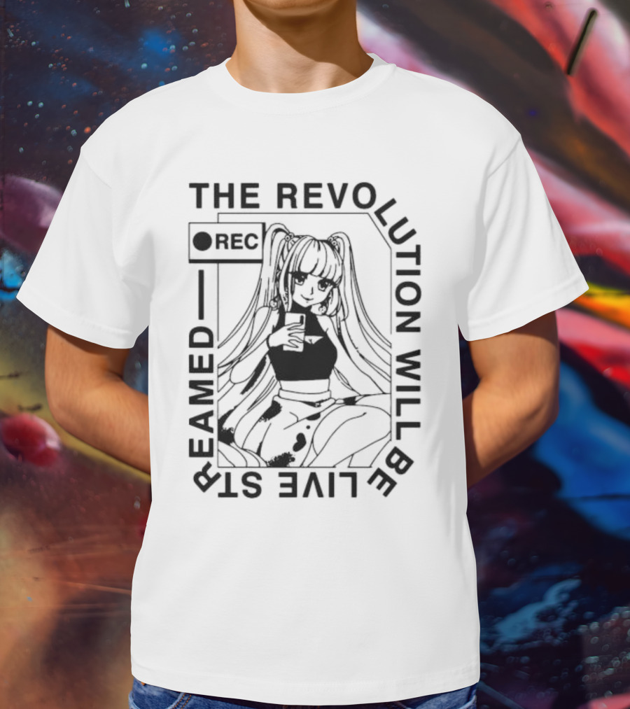 The Revolution Will Be Live Streamed Anime Girl REC T-Shirt