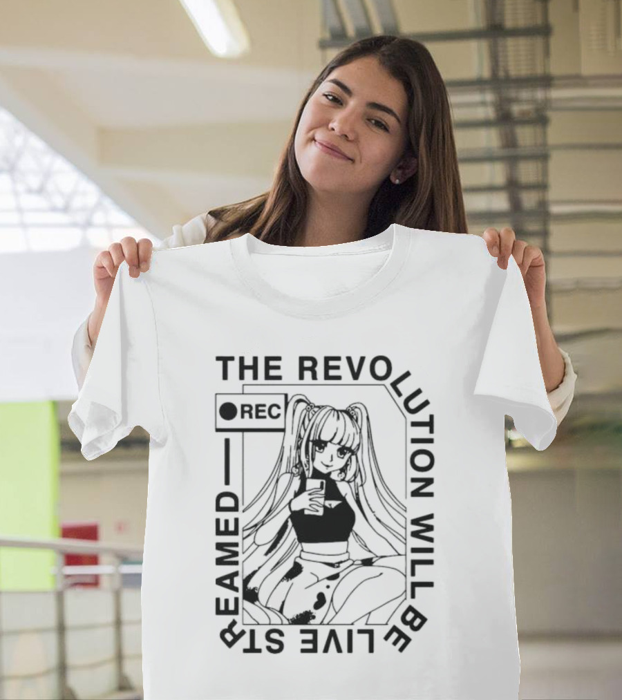 The Revolution Will Be Live Streamed Anime Girl REC T-Shirt