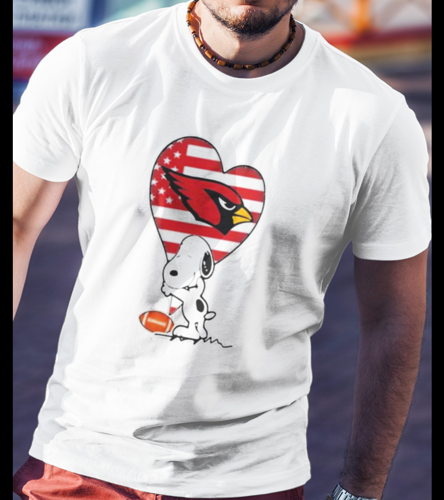 Arizona Cardinals NFL Football Peanuts Movie Snoopy Hugging Heart T-Shirt