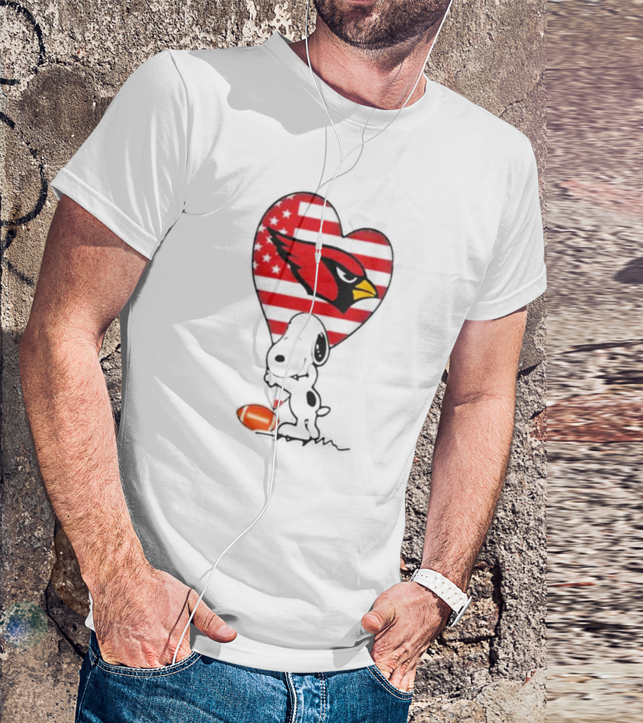 Arizona Cardinals NFL Football Peanuts Movie Snoopy Hugging Heart T-Shirt