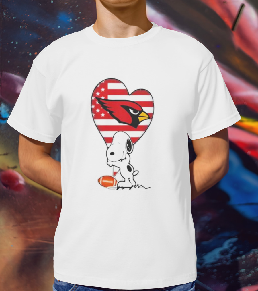 Arizona Cardinals NFL Football Peanuts Movie Snoopy Hugging Heart T-Shirt