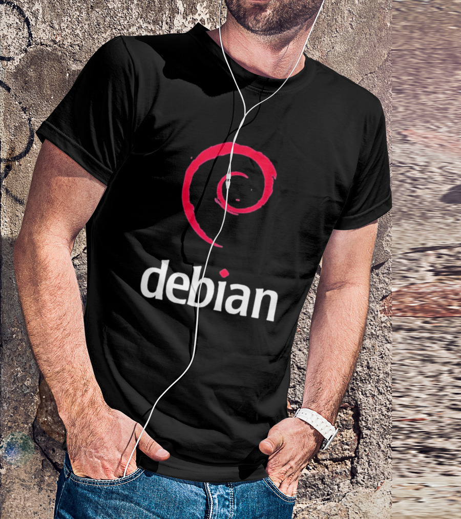 Jeff Geerling Debian GNU Linux Logo Spiral T-Shirt