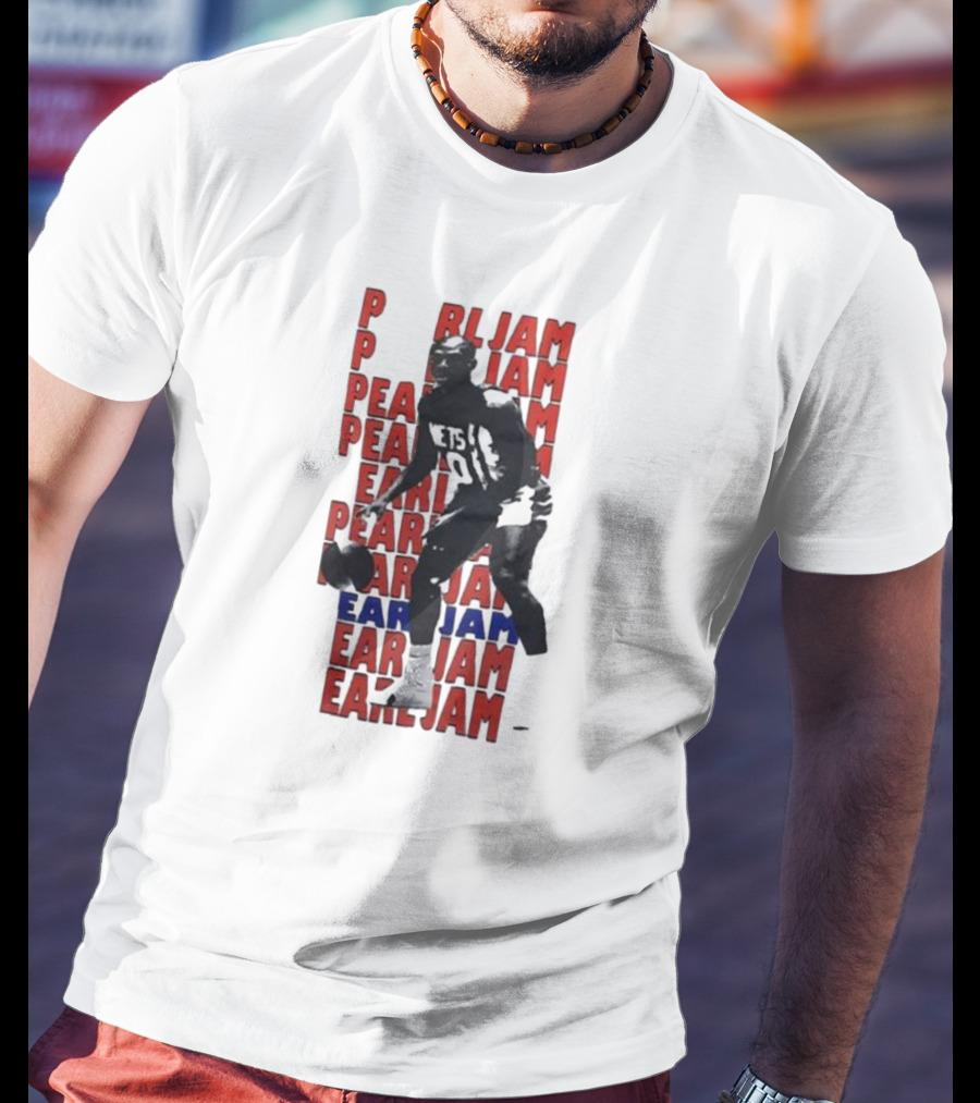 Pearl Jam Mookie Blaylock Basketball Tribute Red Blue Text T-Shirt