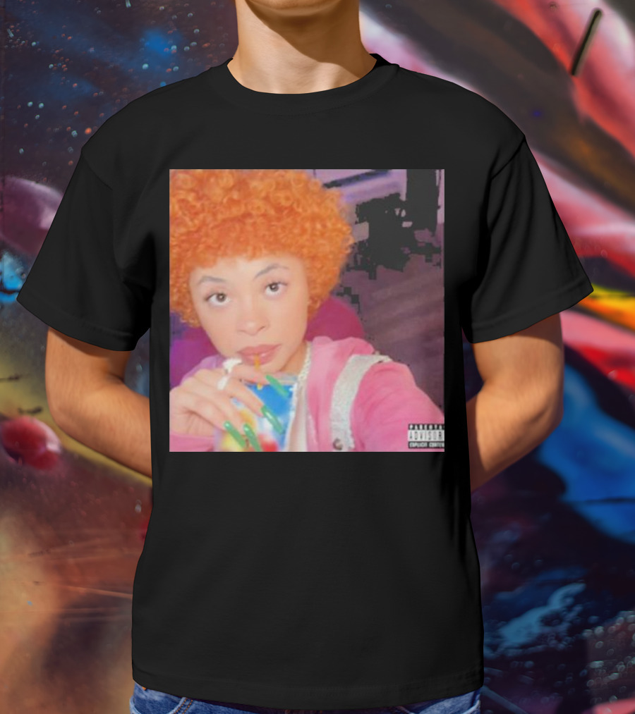 Ice Spice Drinking Colorful Beverage Parental Advisory T-Shirt