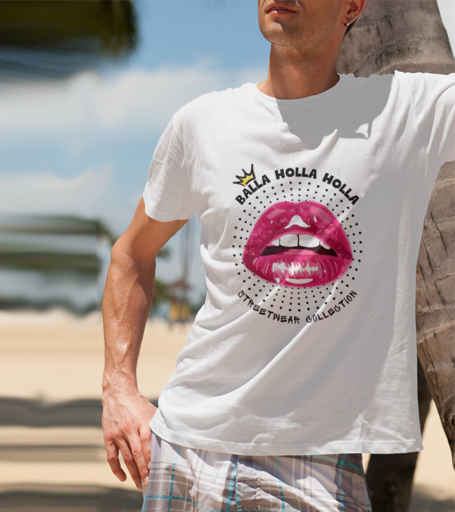 Balla Holla Holla Streetwear Collection Lips Icon With Crown T-Shirt