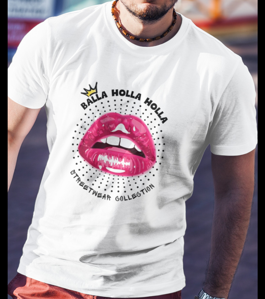 Balla Holla Holla Streetwear Collection Lips Icon With Crown T-Shirt