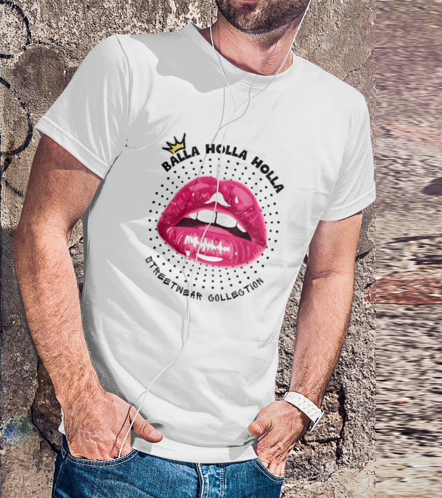 Balla Holla Holla Streetwear Collection Lips Icon With Crown T-Shirt