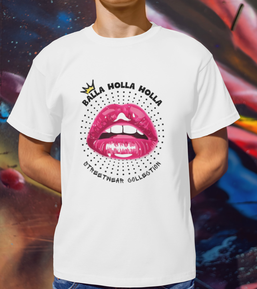 Balla Holla Holla Streetwear Collection Lips Icon With Crown T-Shirt