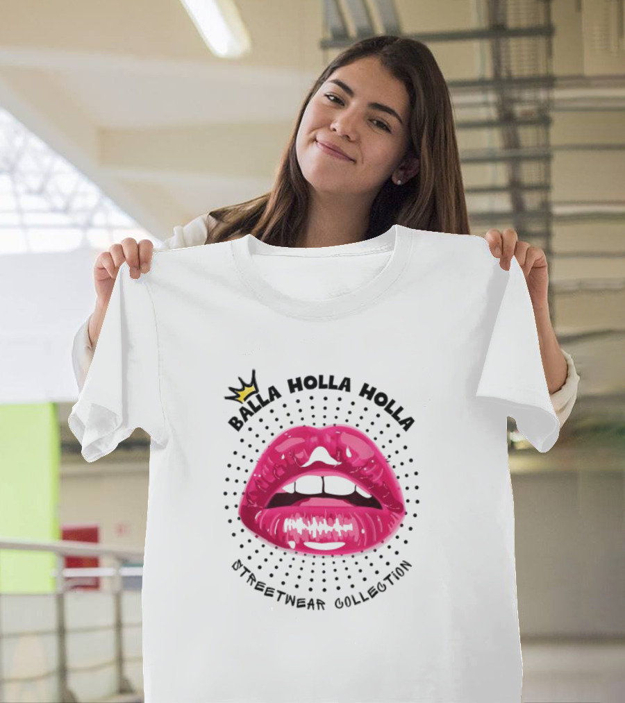 Balla Holla Holla Streetwear Collection Lips Icon With Crown T-Shirt
