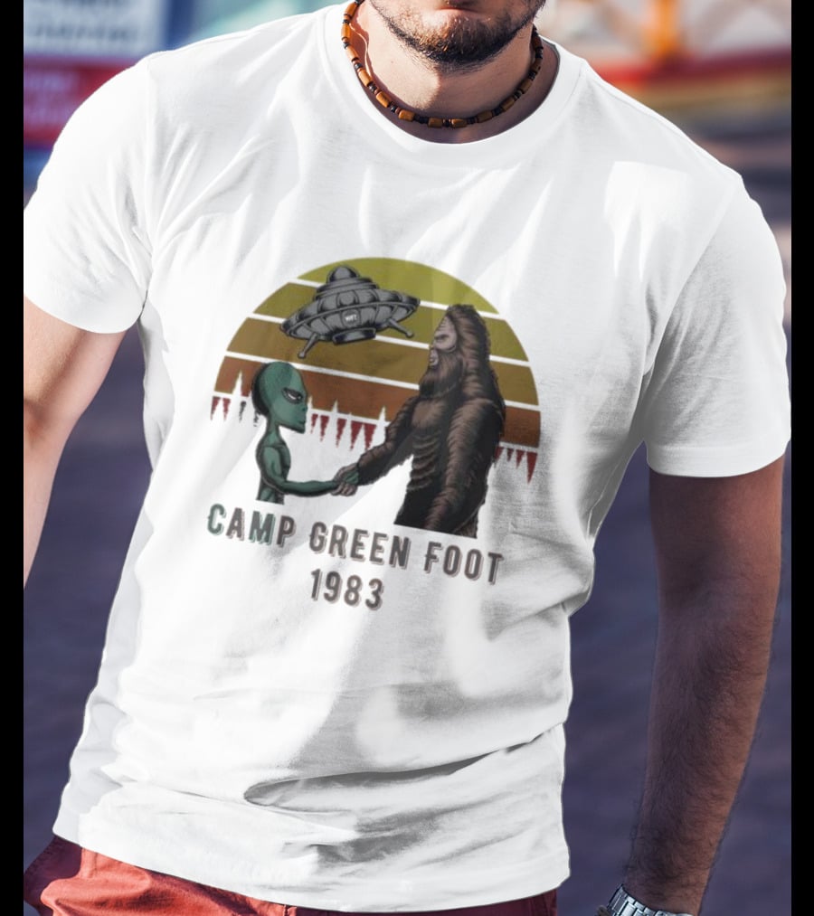 Camp Green Foot 1983 UFO Alien Bigfoot Encounter T-Shirt