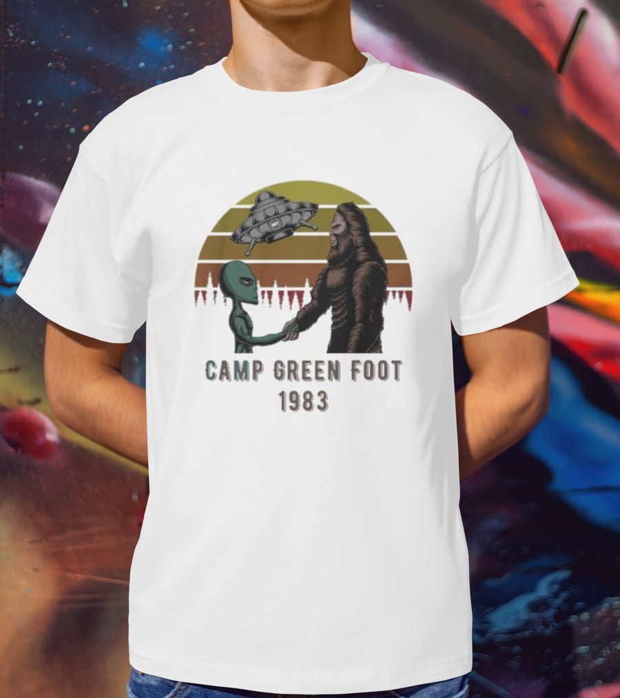 Camp Green Foot 1983 UFO Alien Bigfoot Encounter T-Shirt