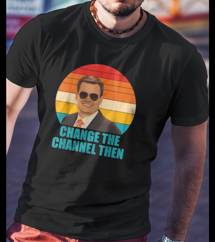Change The Channel Then Retro Sunglasses News Anchor Stripes T-Shirt