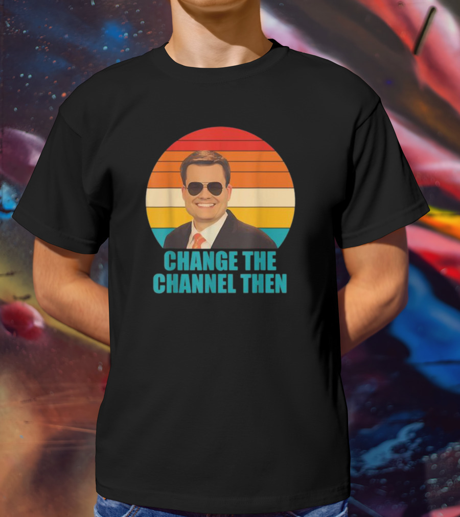 Change The Channel Then Retro Sunglasses News Anchor Stripes T-Shirt