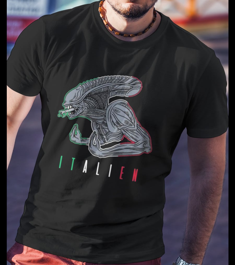 Italien Alien Creature Italian Flag Colors T-Shirt