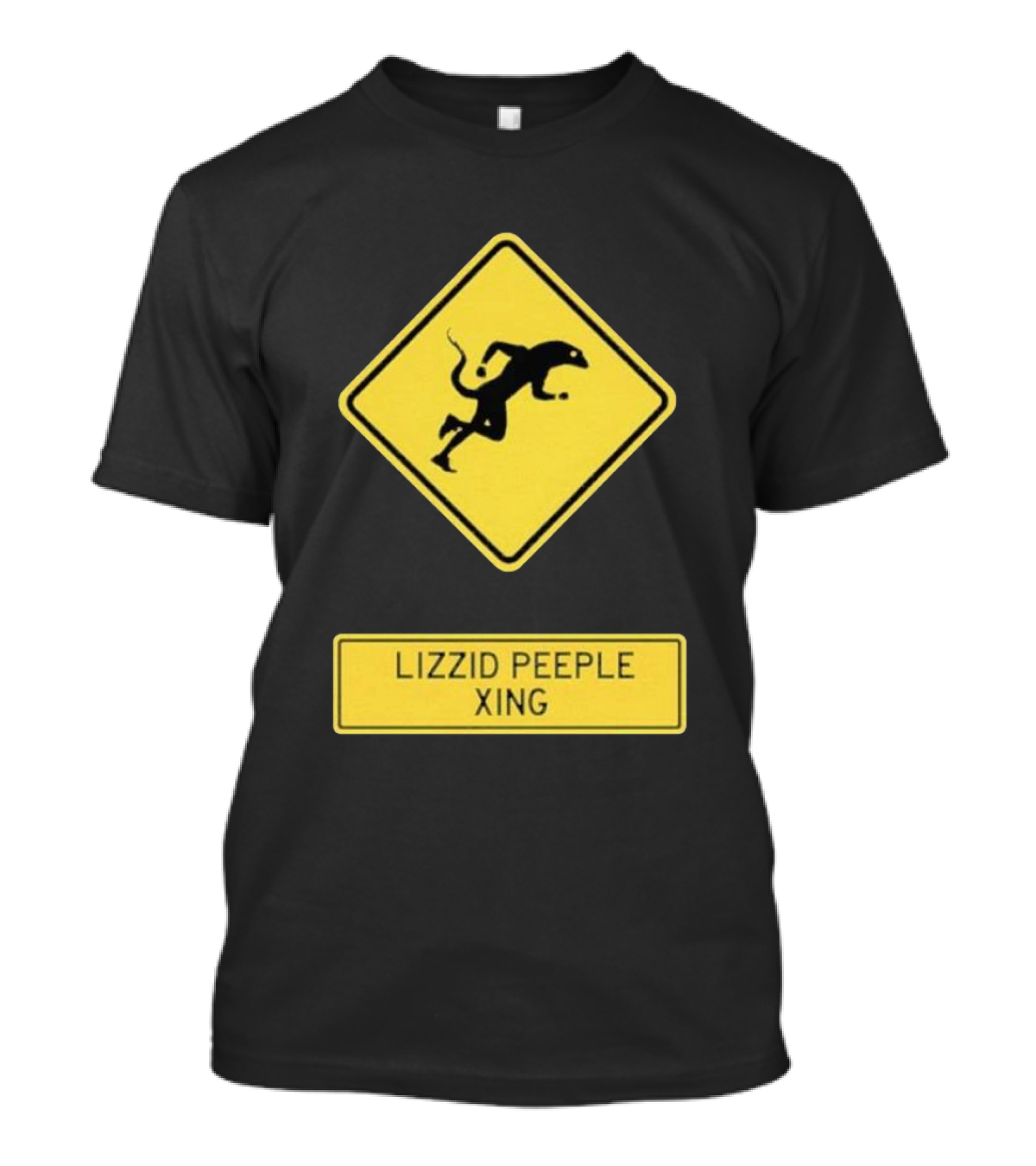 Lizzid Peeple Xing Sign Caution Black And Yellow Warning T-Shirt