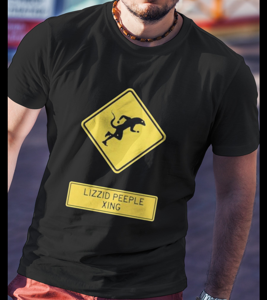 Lizzid Peeple Xing Sign Caution Black And Yellow Warning T-Shirt