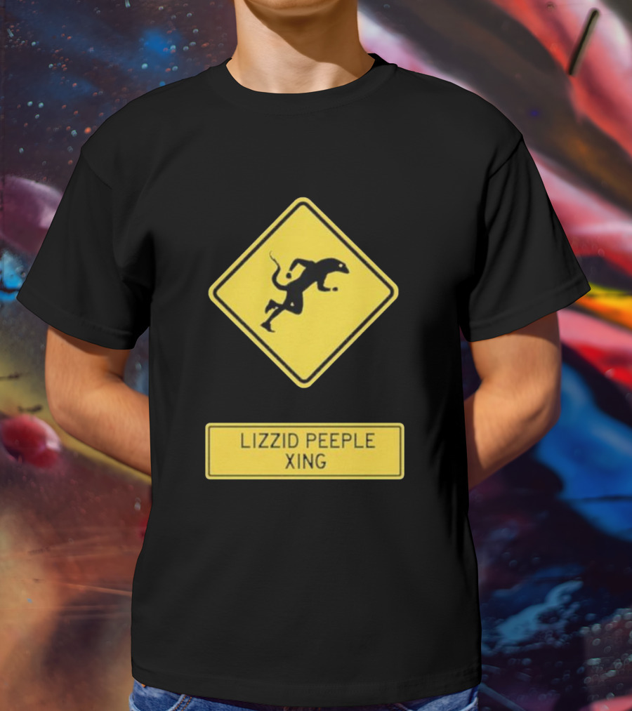 Lizzid Peeple Xing Sign Caution Black And Yellow Warning T-Shirt