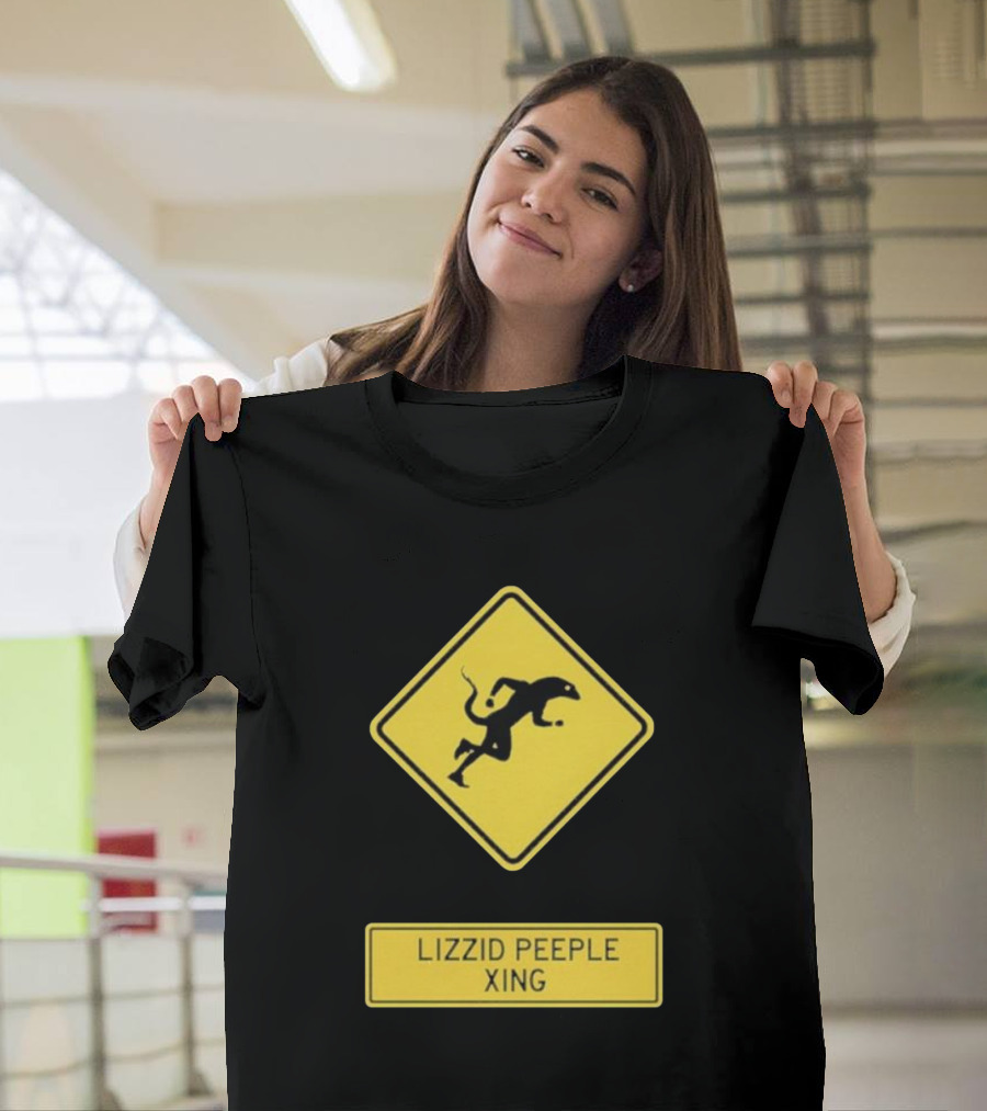 Lizzid Peeple Xing Sign Caution Black And Yellow Warning T-Shirt