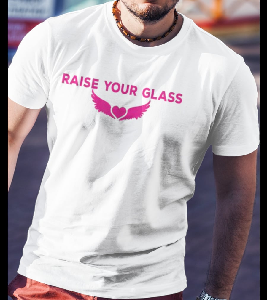RAISE YOUR GLASS PINK Heart With Wings T-Shirt