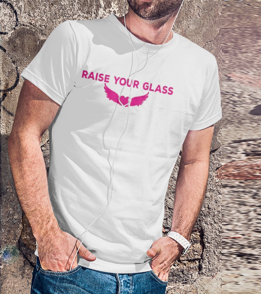 RAISE YOUR GLASS PINK Heart With Wings T-Shirt