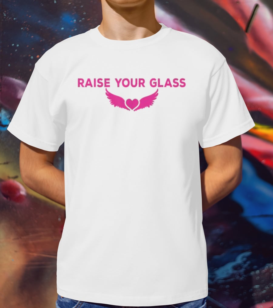 RAISE YOUR GLASS PINK Heart With Wings T-Shirt