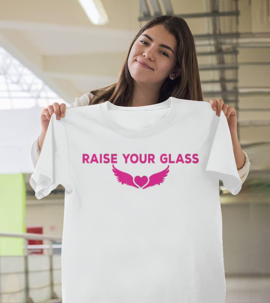 RAISE YOUR GLASS PINK Heart With Wings T-Shirt