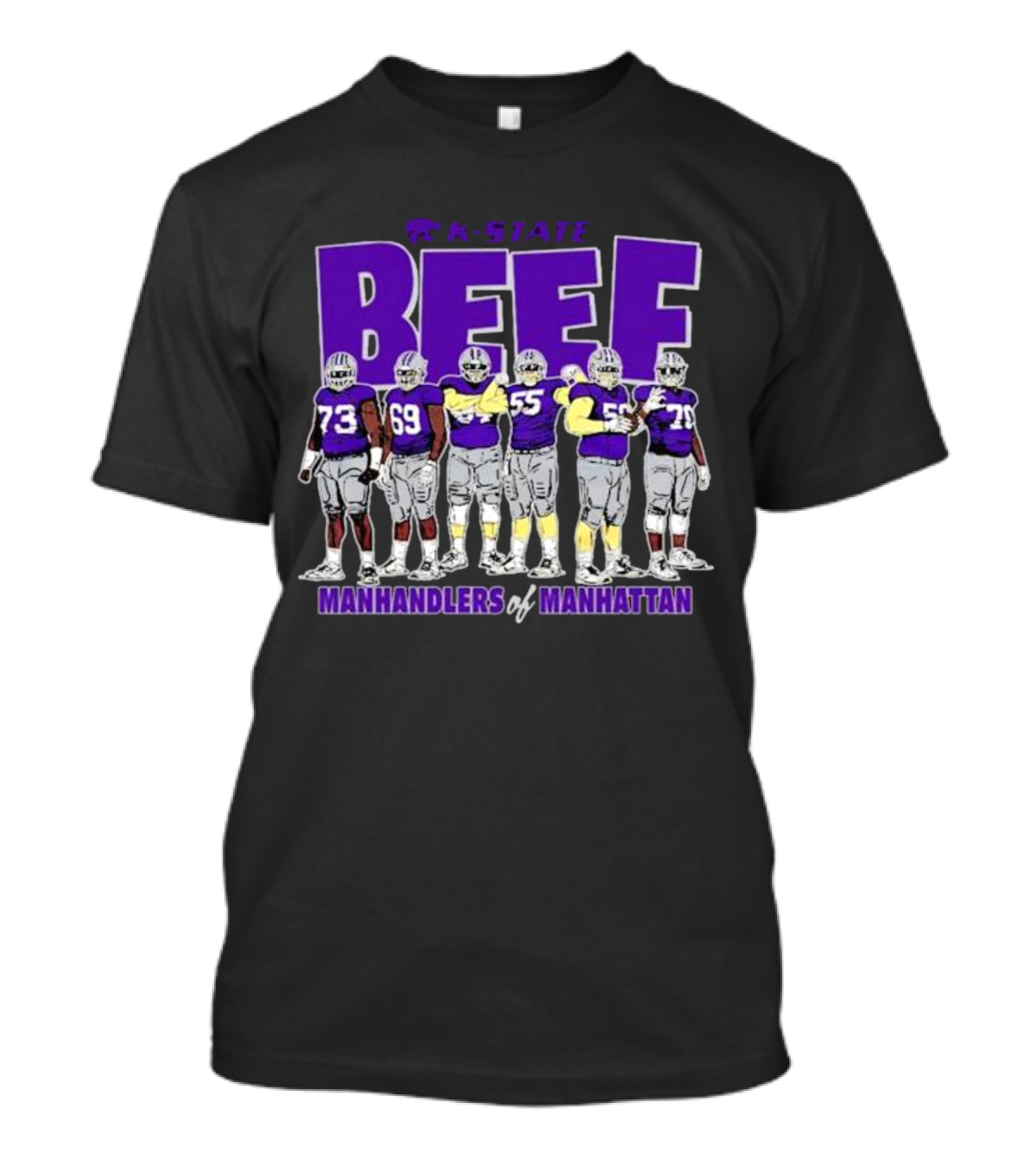 K-State Beef Manhandlers Of Manhattan Football Team Lineup T-Shirt
